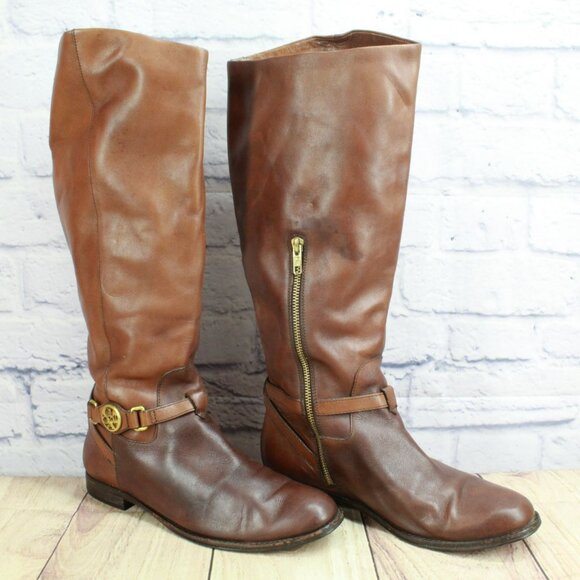Coach Mysie Brown Tall Leather Knee High Riding Boots Shoes Pull On Size 8 - Picture 3 of 13